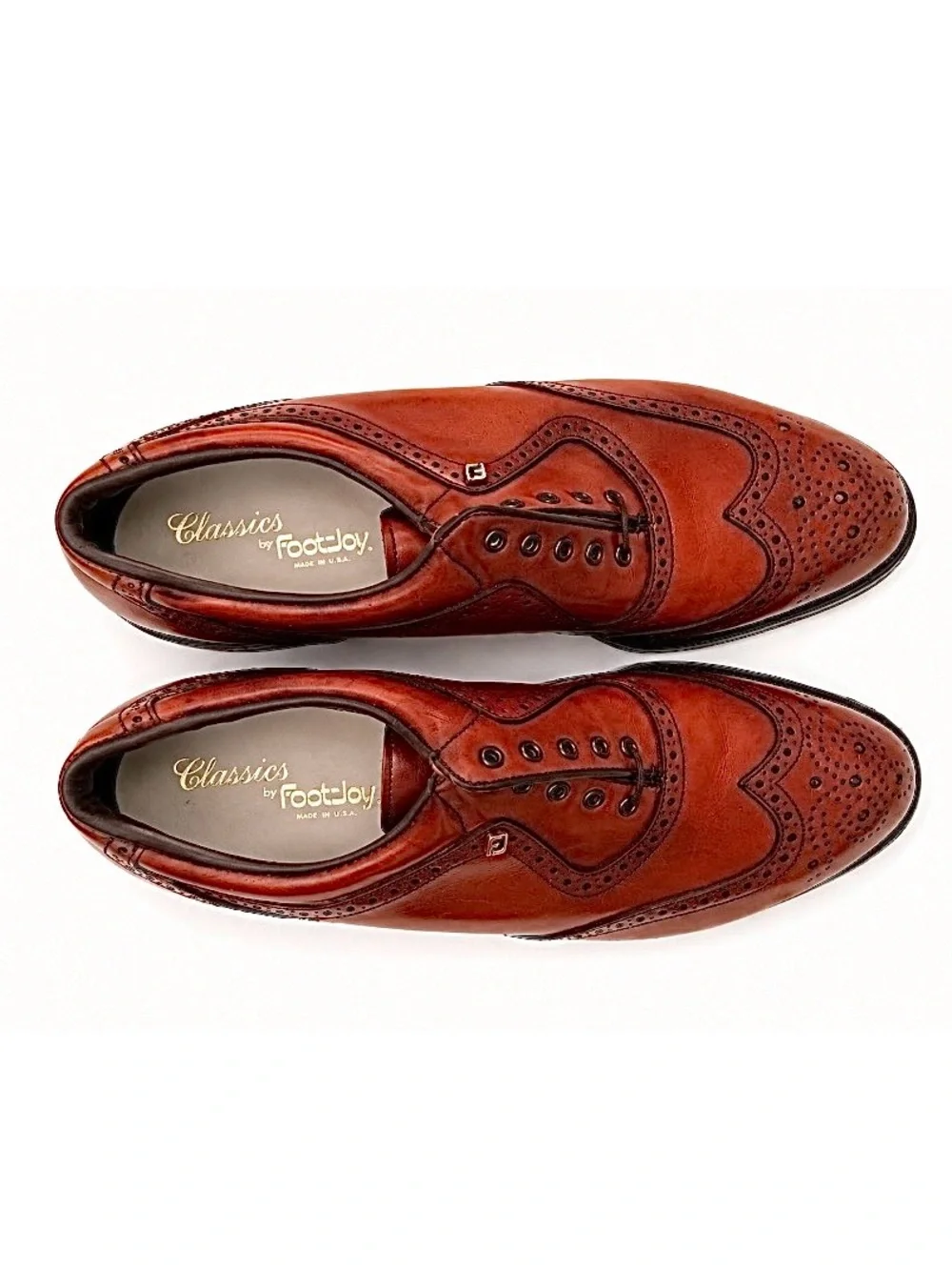 FootJoy Classics Golf Shoes | Calfskin Leather Cognac Wingtip | Men’s Size 10D